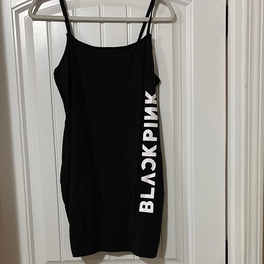 Black Dress with White BLΛƆKPIИK Logo
